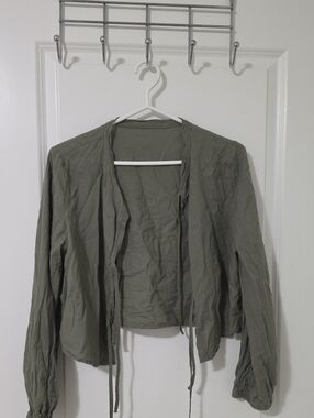 Olive Green Women's Open Front Jacket